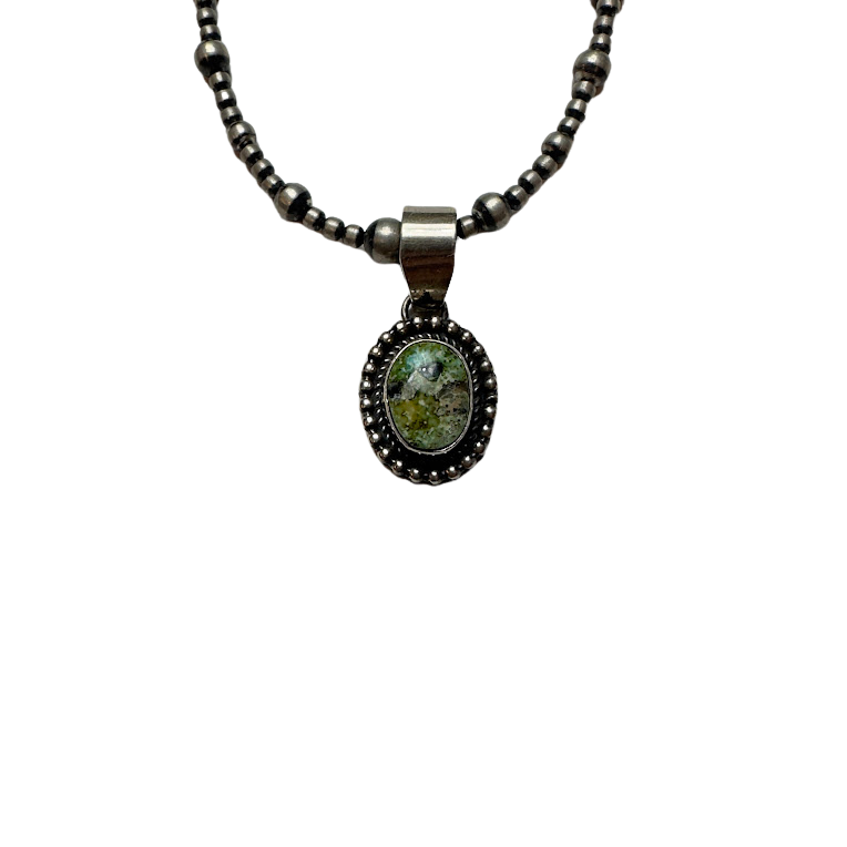 Turquoise Pendant with Navajo Pearl Strand