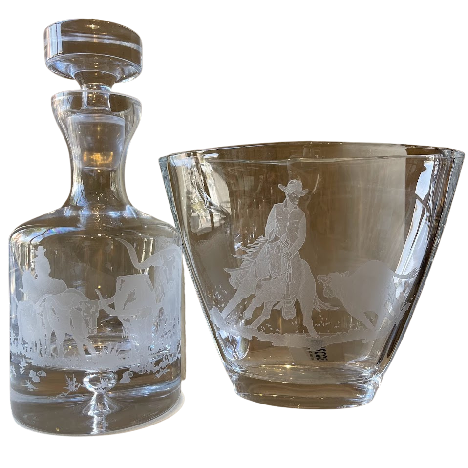 Etched Crystal Cutter Wedge Bowl