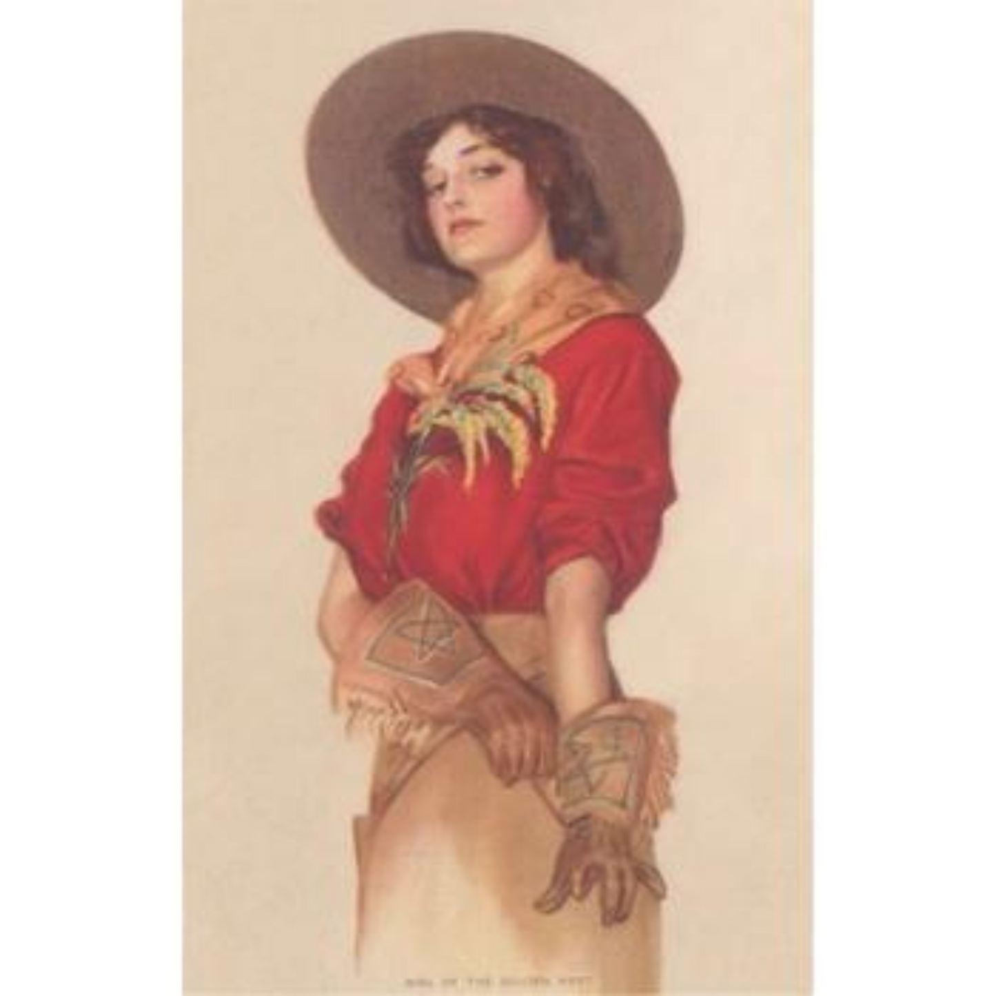 Cowgirl Pulling on Gauntlets Gloves Magnet