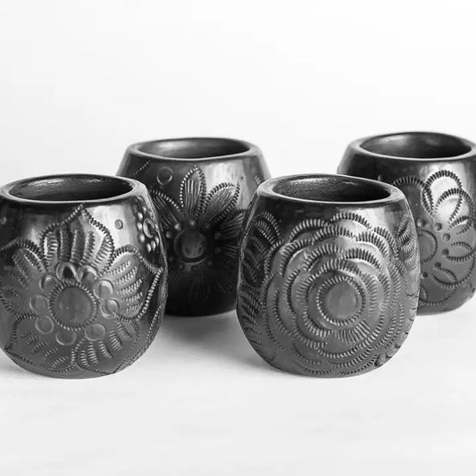 Black Clay Mexican Shot Glasses