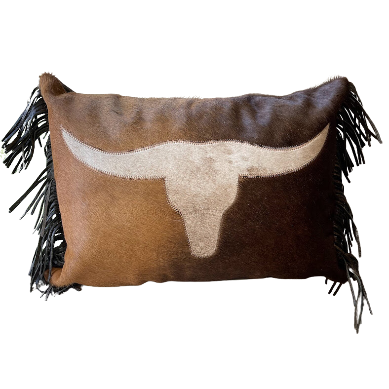
            
                Load image into Gallery viewer, Longhorn Pillow with Fringe
            
        