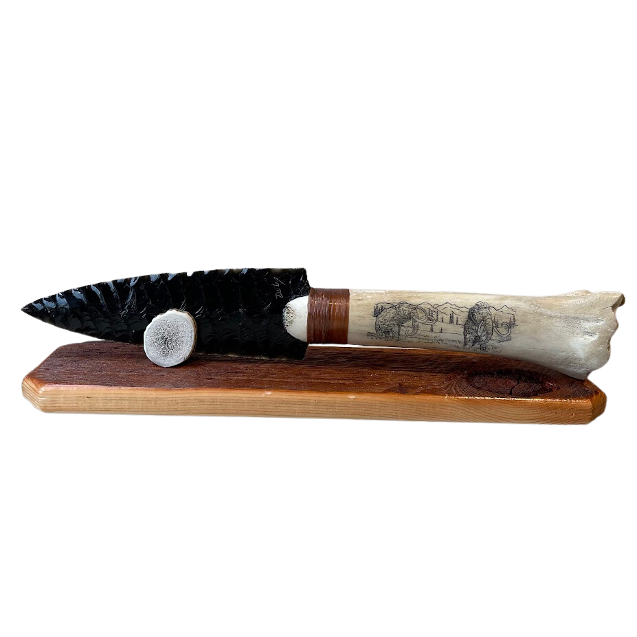 
            
                Load image into Gallery viewer, Large Scrimshaw Obsidian Knifes
            
        