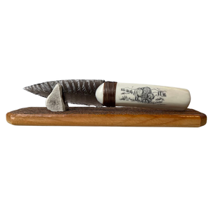 Obsidian Medium Knife w/ Scrimshaw