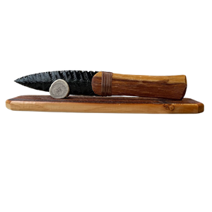 Wood Handle Obsidian Knife