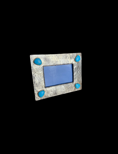 J. Alexander 4x6 Silver Frame with Dimples and Turquoise