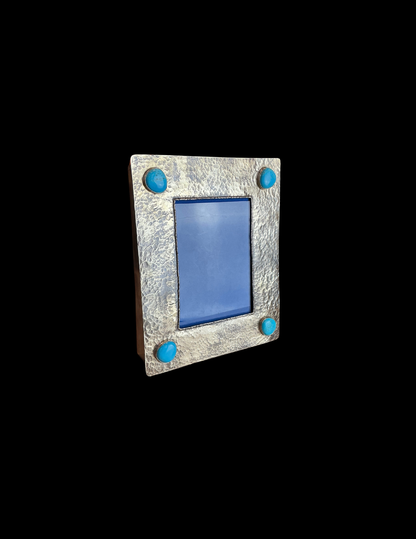 J. Alexander 5x7 Silver Frame with Dimples and Turquoise