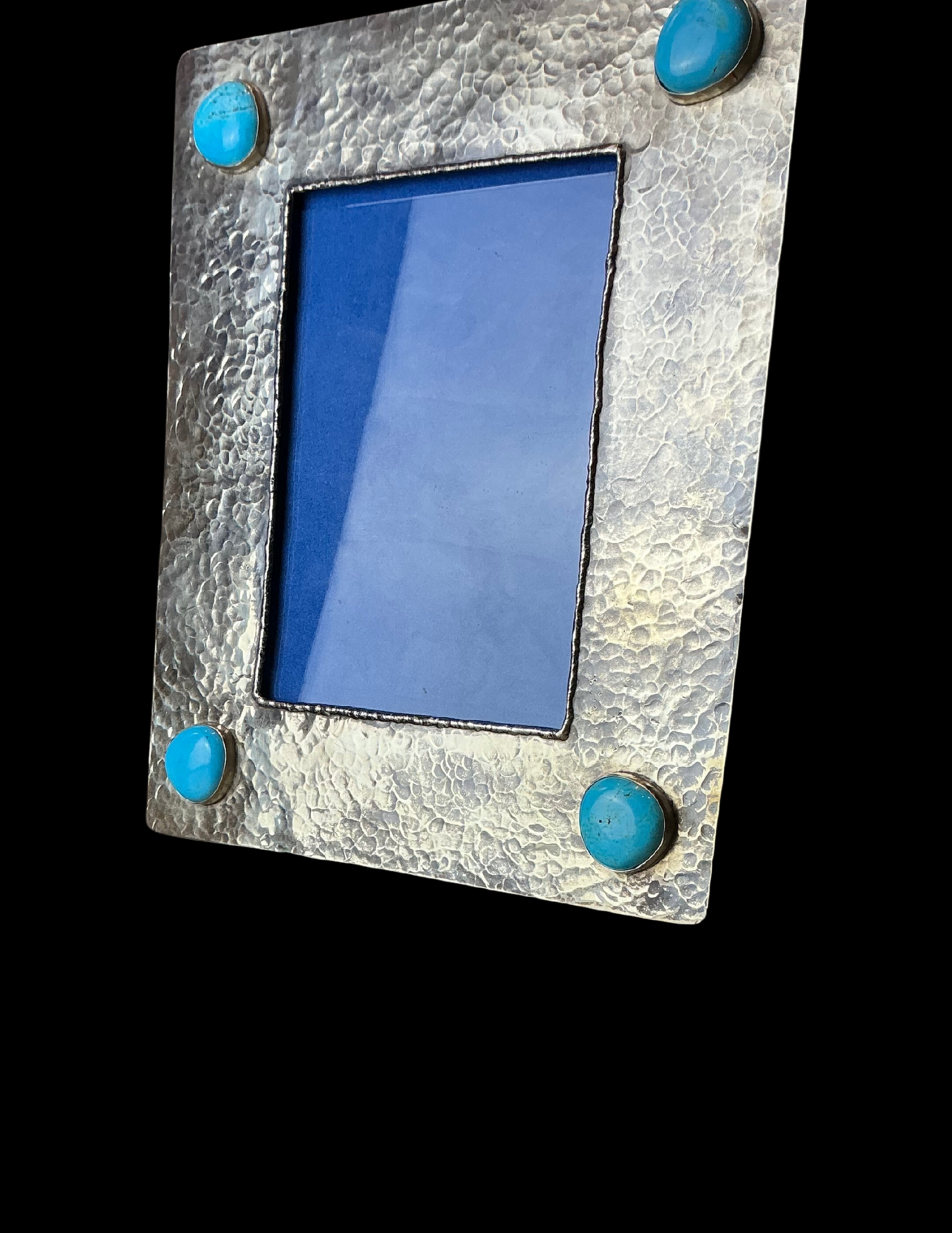 J. Alexander 5x7 Silver Frame with Dimples and Turquoise
