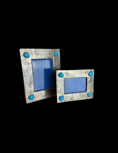 J. Alexander 5x7 Silver Frame with Dimples and Turquoise