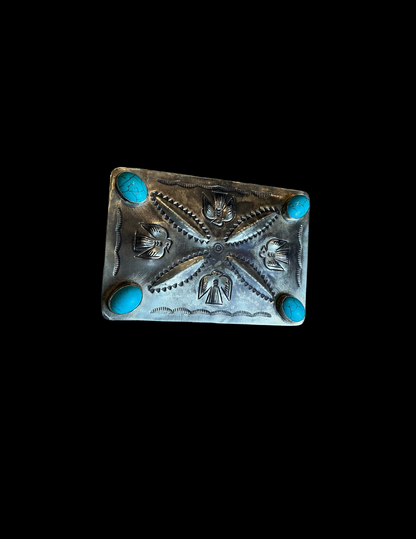 J. Alexander Stamped Repousse Box with Turquoise