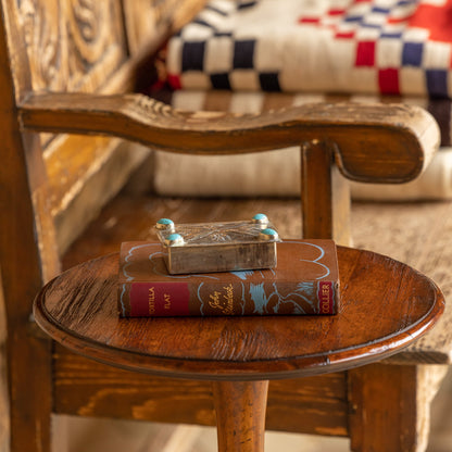J. Alexander Stamped Repousse Box with Turquoise