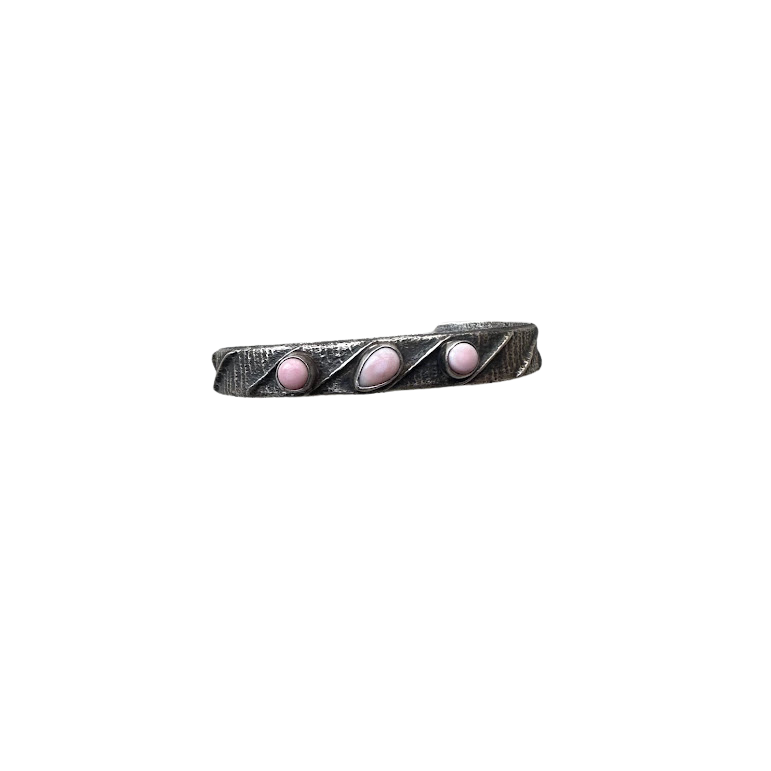 Tufa Cast Pink Conch Cuff w/ 3 stones