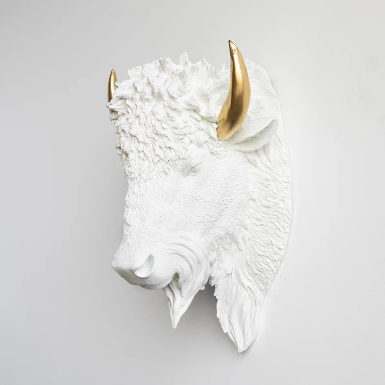 Faux Taxidermy Buffalo Bison Head