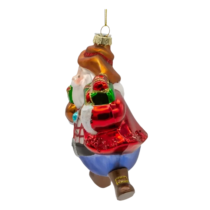 Cowboy Santa Glass Ornament