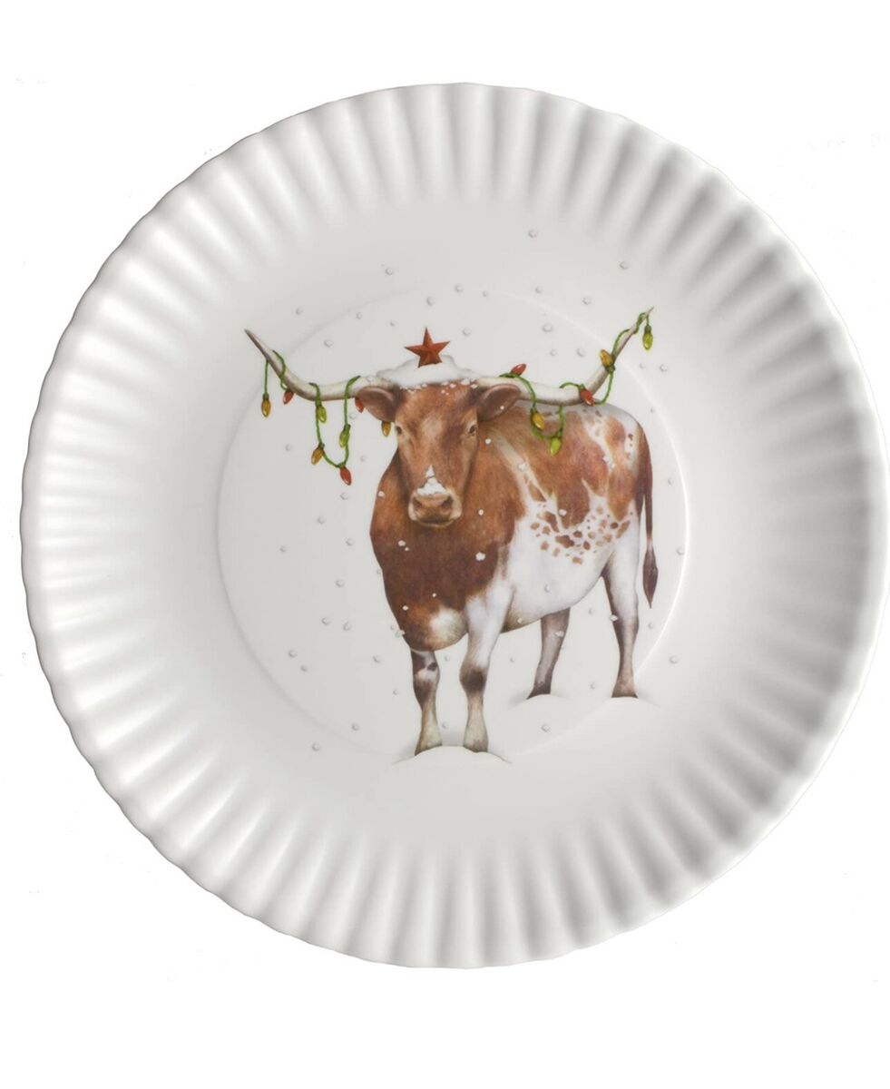 Christmas Longhorn 9" Plate Melamine Set of 4