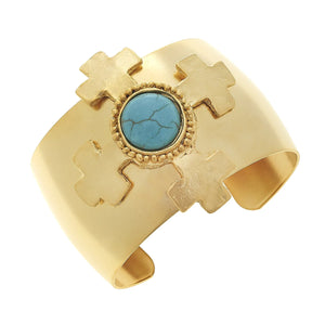 
            
                Load image into Gallery viewer, Turquoise Quad Cross Cuff
            
        