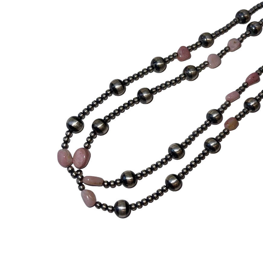 
            
                Load image into Gallery viewer, 72&amp;quot; Pink Stone with Navajo Pearl Necklace
            
        