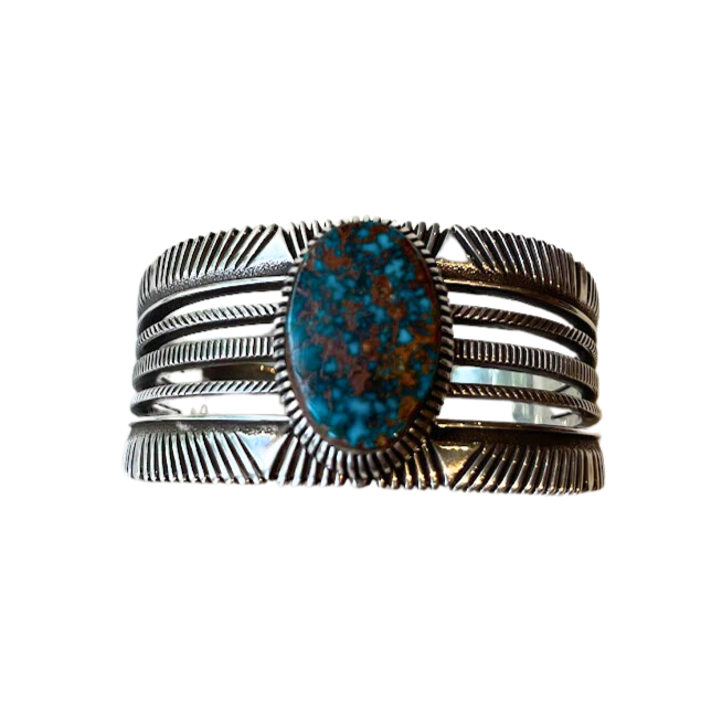 
            
                Load image into Gallery viewer, Sterling Silver Pilot Mountain Turquoise Cuff
            
        