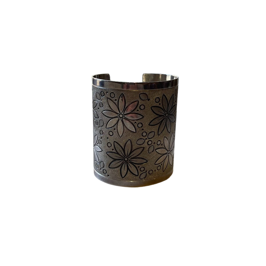 Isaac Dial Sterling Silver Flower Cuff