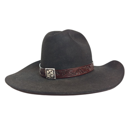 Wide Leather Concho Hat Band