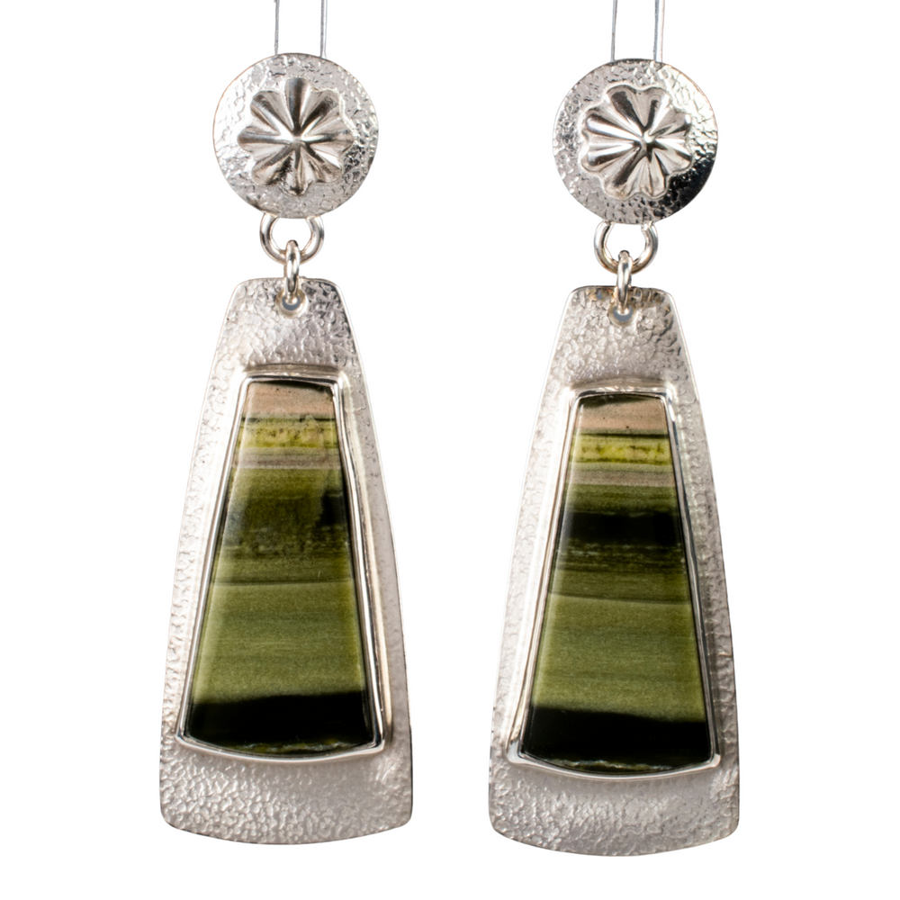 Ricolite and Sterling Silver Earrings by Tim Blueflint