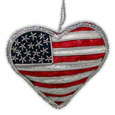 Velvet American Heart Ornament