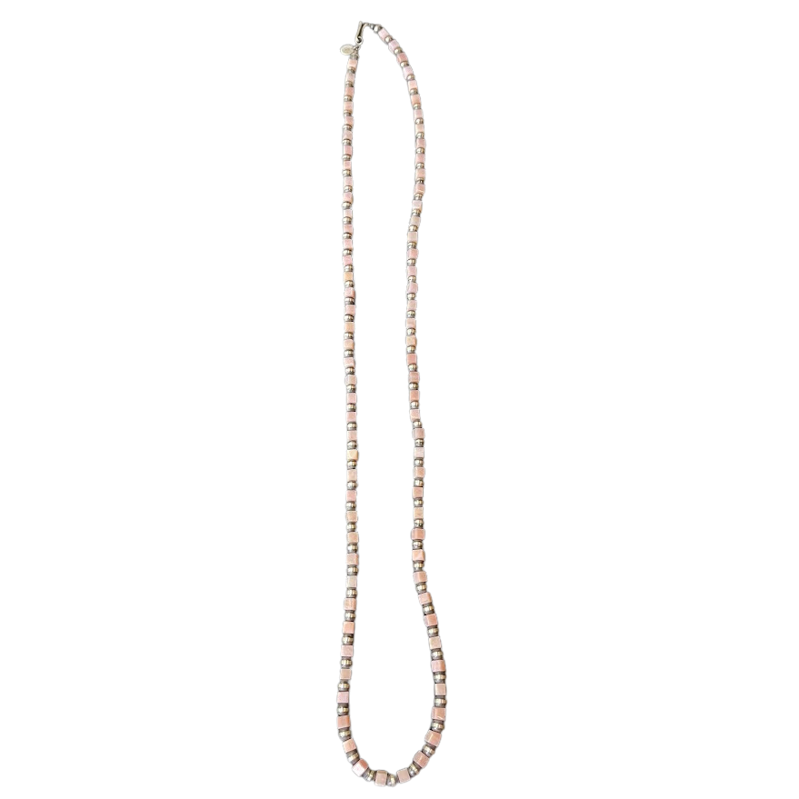 30" Pink Conch Square Cut Necklace