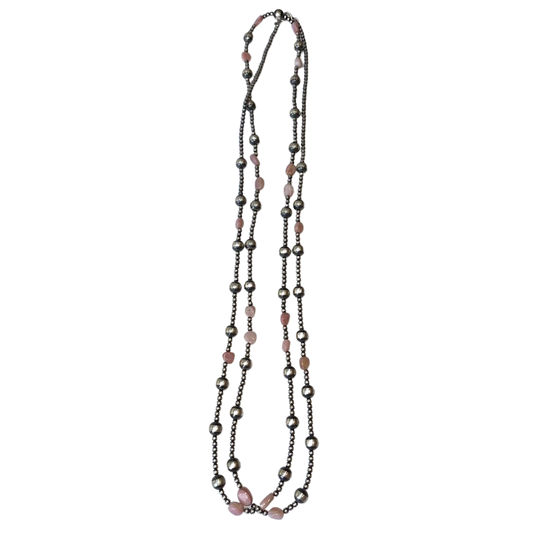 72" Pink Stone with Navajo Pearl Necklace